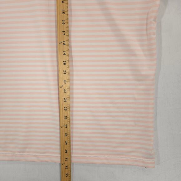 Adidas Adipure Polo Mens Large Pink Striped Performance Short Sleeve Golf Shirt - Picture 9 of 11